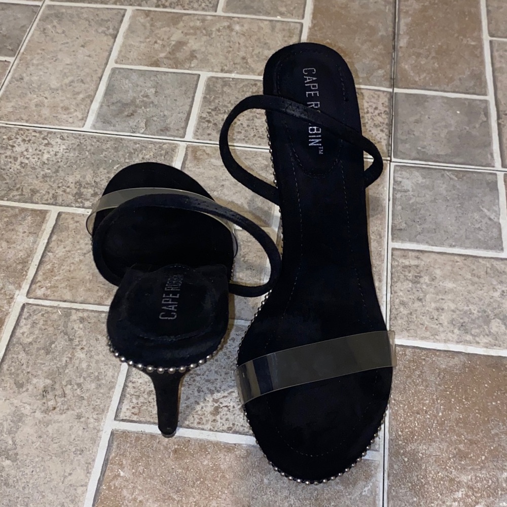 Black Heels With Sliver rhinestones